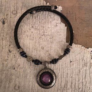 vintage retro Chico’s purple medallion choker style necklace